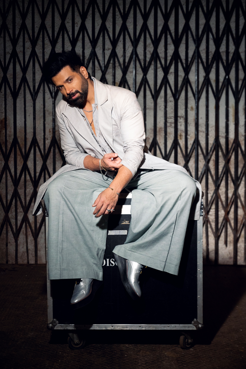 Rithvik Dhanjani in our Grey Chantilly Shirt, Trench Coat & Wide Leg Pants from Ekatra