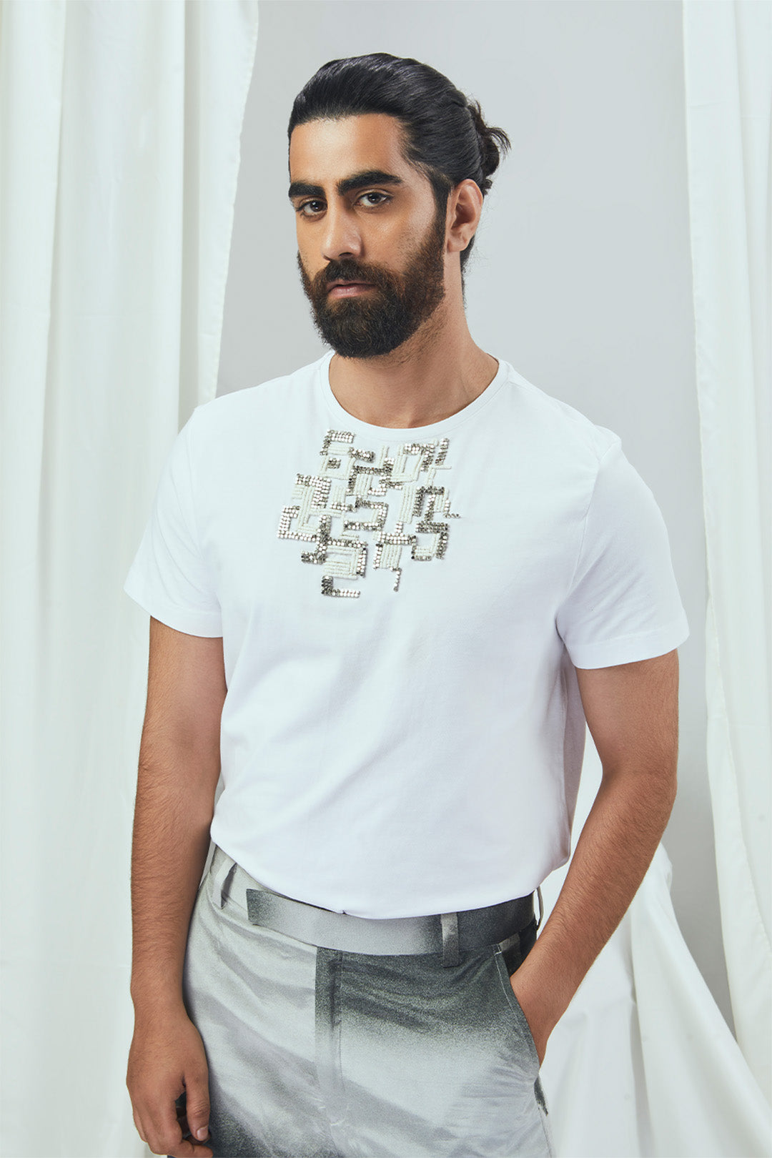 EggShell White Embellished T-Shirt