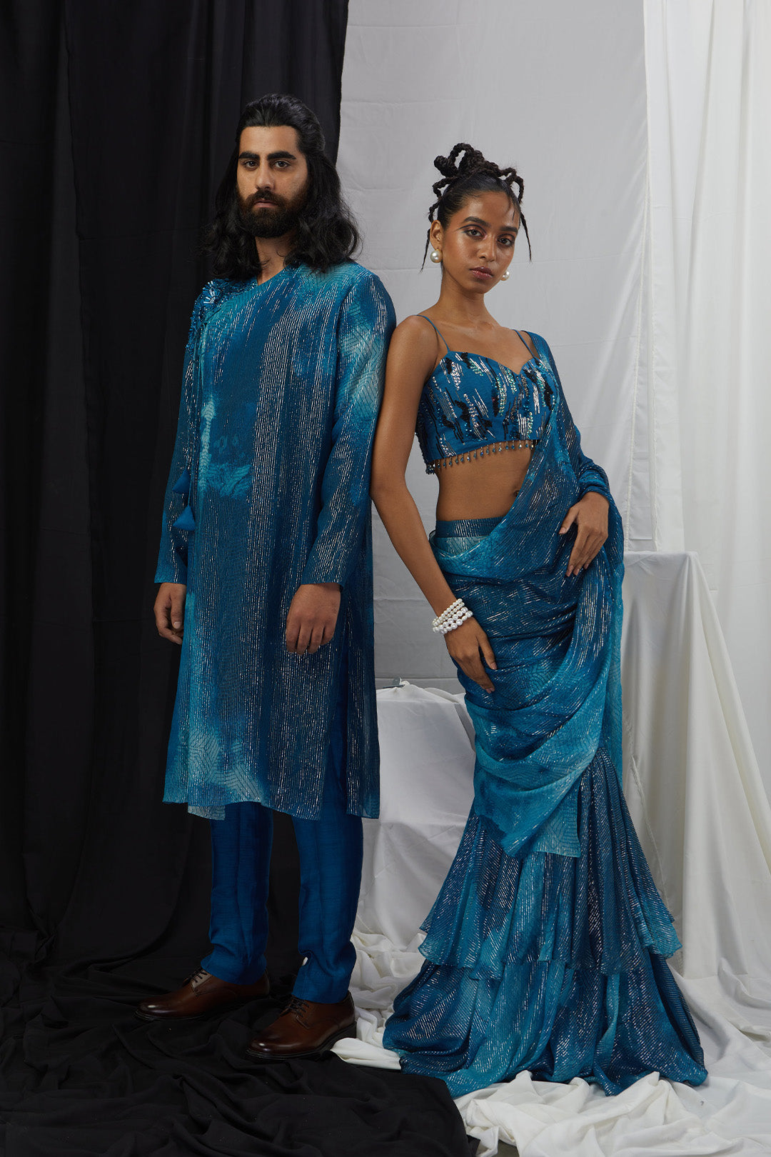 Embriodered Angrakha Kurta Set