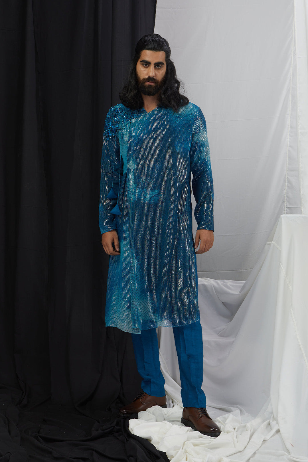 Embriodered Angrakha Kurta Set