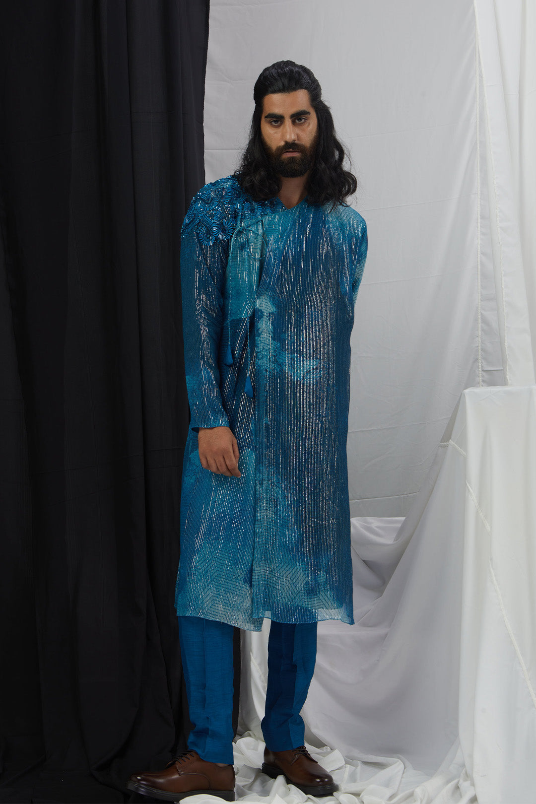 Embriodered Angrakha Kurta Set