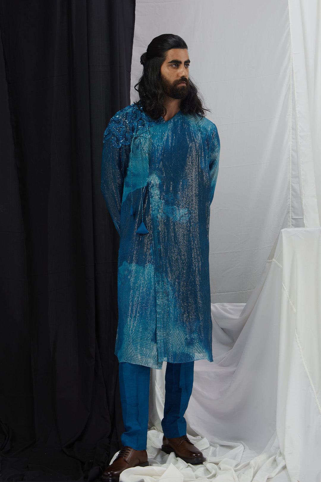 Embriodered Angrakha Kurta Set