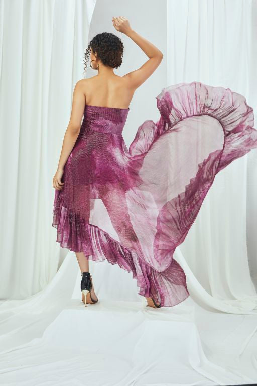 Printed Asymmetrical Ruffle Dress