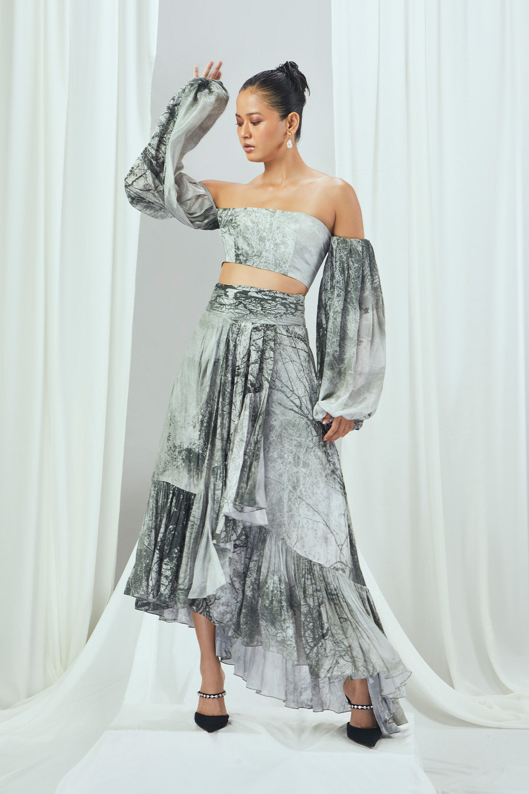 Printed Off-Shoulder Set