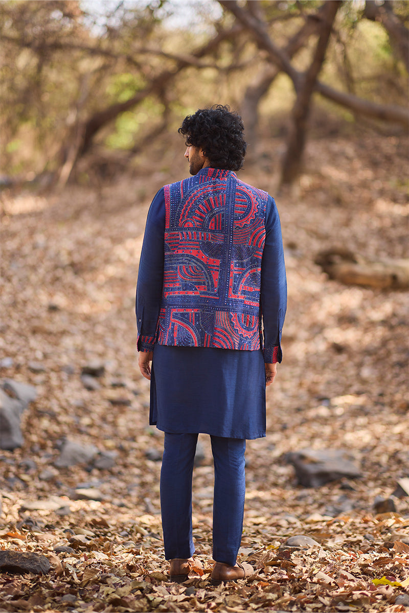 Indigo Katha Bandi Kurta Set