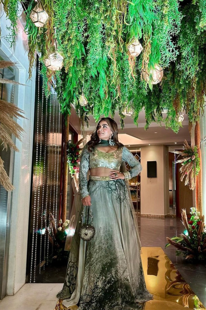 Gurleen Gambhir in our Forest Printed Hand Embroidered Lehenga Set with Dupatta from Matrix