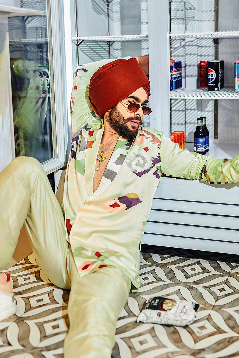 Manjot Singh in our Patola Printed Shirt with Straight Pants from Vilaya