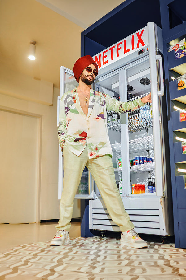 Manjot Singh in our Patola Printed Shirt with Straight Pants from Vilaya