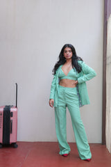 Nishtha gandhi in Nirmooha's Pant suit and Bralet with Buckles from Retro-Spection Collection