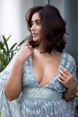 Ileana D'cruz in Cape Style Maxi with attached Hand-embroidered Belt from Retro-spection