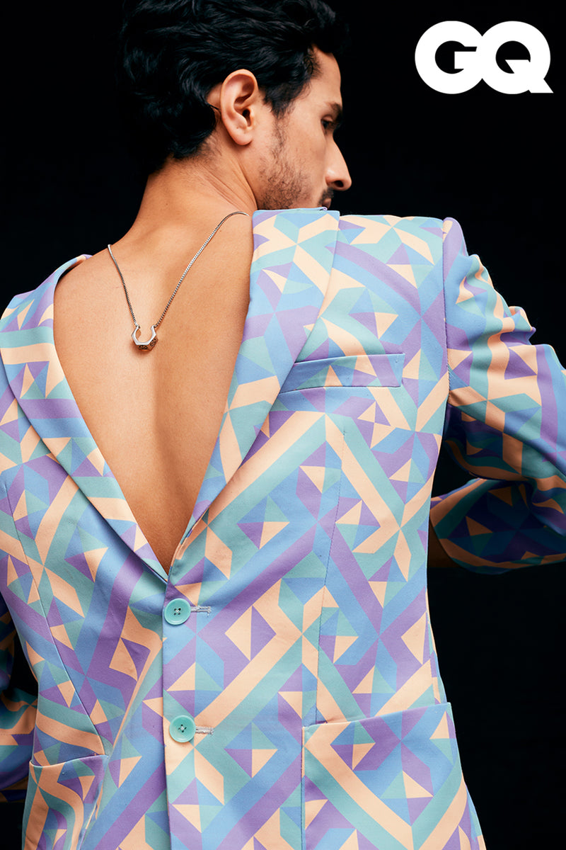 GQ Cover Shoot in Geometric Printed Single Breasted Suit