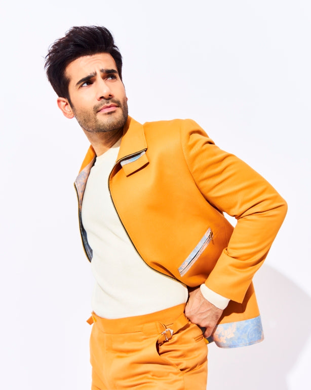 Karan Tacker in our Mustard Suiting Jacket and Pants Set from Ancienne Collection