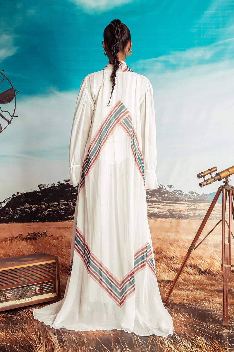Off-white Georgette Maxi with Frills