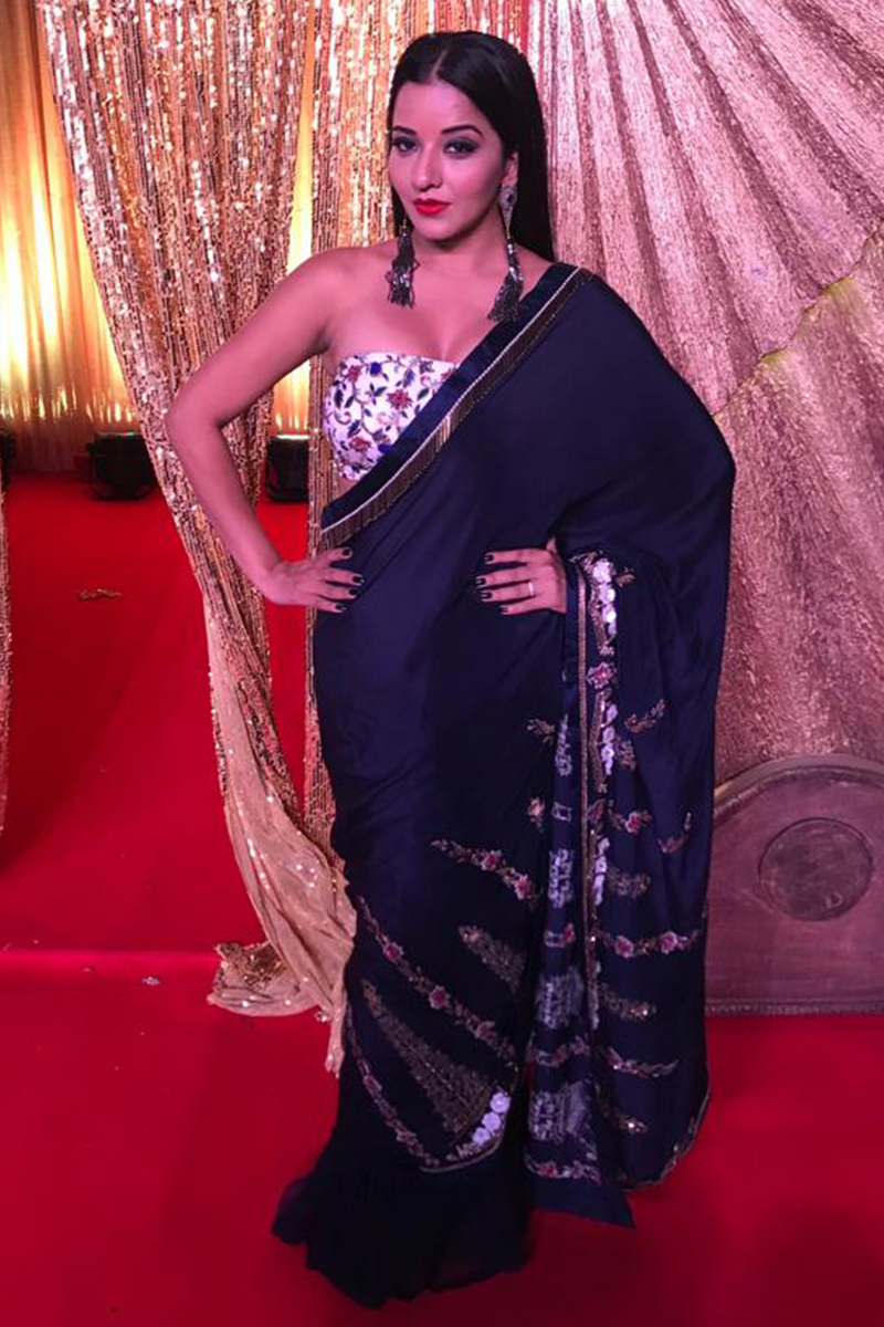 Monalisa In Navy Blue Sari Set