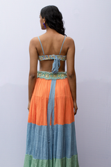 Embroidered Bralet with waist Tie-Up
