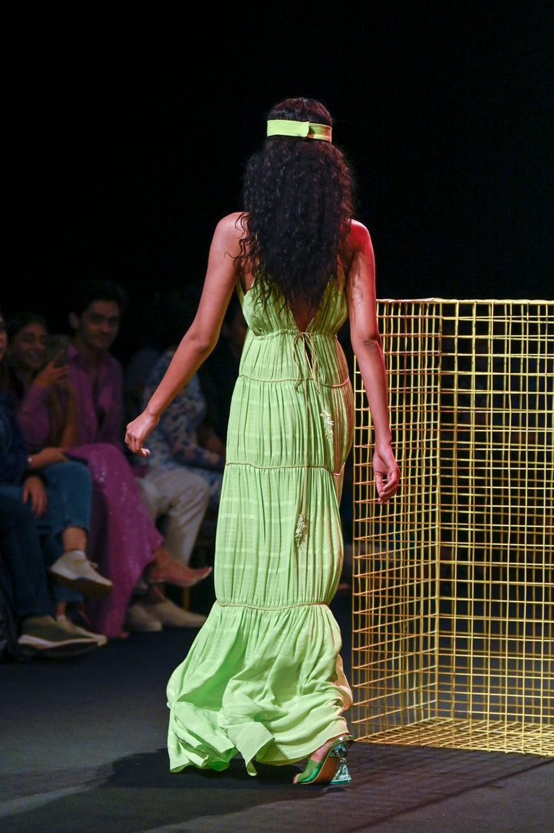 Lime Green Textured Maxi with Cording Detailing