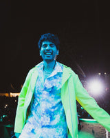 Armaan Mailk in Nirmooha's Lime Green Jacket with Belt from Magical Wilderness Collection