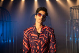 Chaitanya Sharma in Our Violet and orange Blazer and Pants Set from Caged Kalidoscope Collection