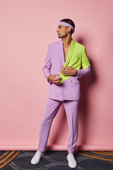 Lilac and Lime Green Colour Block Blazer