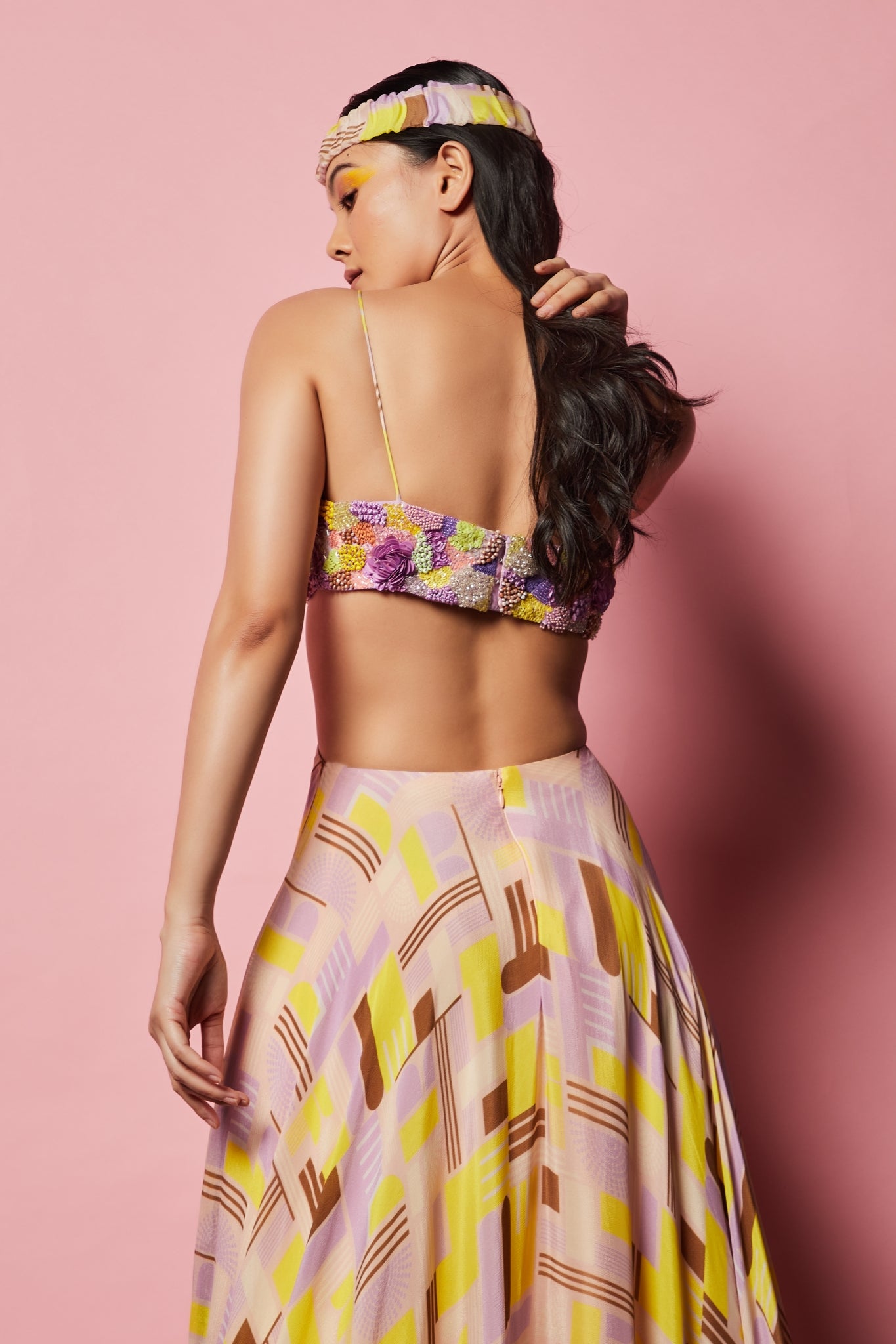 Geometric Printed and Hand-Embroidered Maxi with Centre Ring detailing