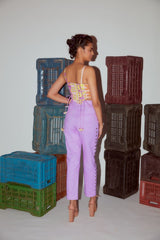 Lilac Denim Pants with Rivet detailing