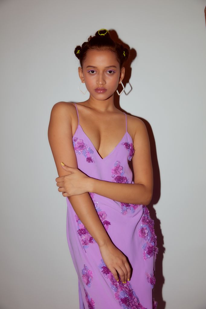 Lilac Hand Embroidered Slip Dress