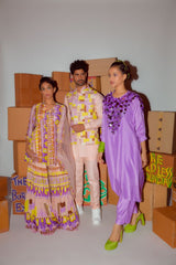 Lilac Hand Embroidered Sequin Kurta and Pants