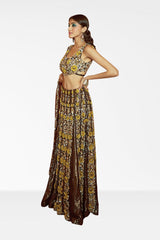 Sunflower Embroidered Lehenga with Embroidered Blouse and Dupatta