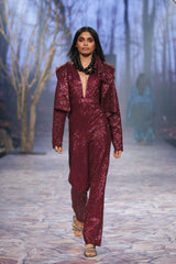 Ruby Sequenced Jumpsuit with Plunge Neck