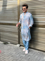 Anil Kapoor in Nirmooha's Grey Printed Kruta with Pants from our Ancienne Collection