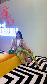 Alisha Pekha in Geometic Printed Organza Trench with Belt from Magical Wilderness Collection