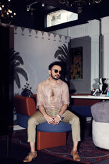 Manish Mishra in Nirmooha's Beige Lurex Shirt from Ancienne Collection